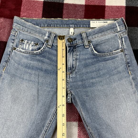 Rag & Bone Jeans Womens 25 Blue Dre Low Rise Skinny Leg Fray Hem Denim - Picture 6 of 11